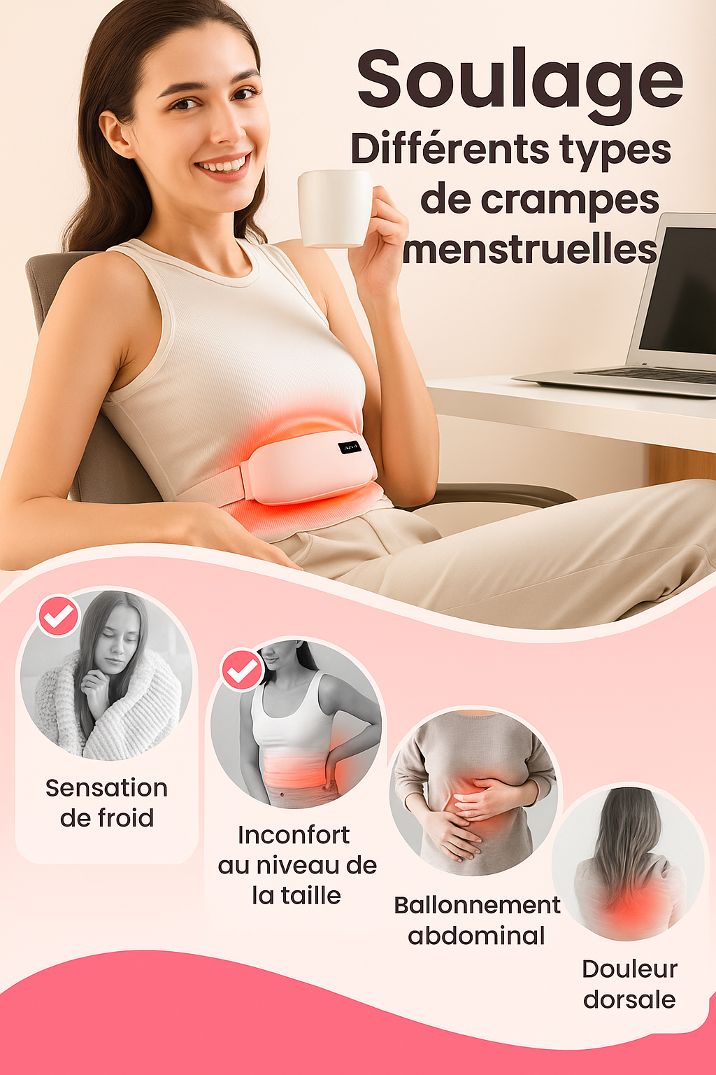 RelaxCycle Ceinture Chauffante Menstruelles